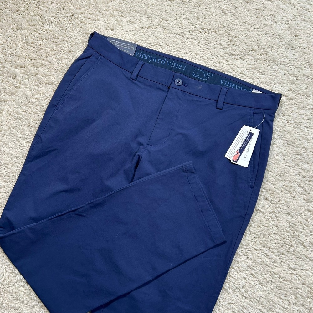 Vineyard Vines Breaker Pants 35x30 Deep Bay Blue Performance Chino New with Tags